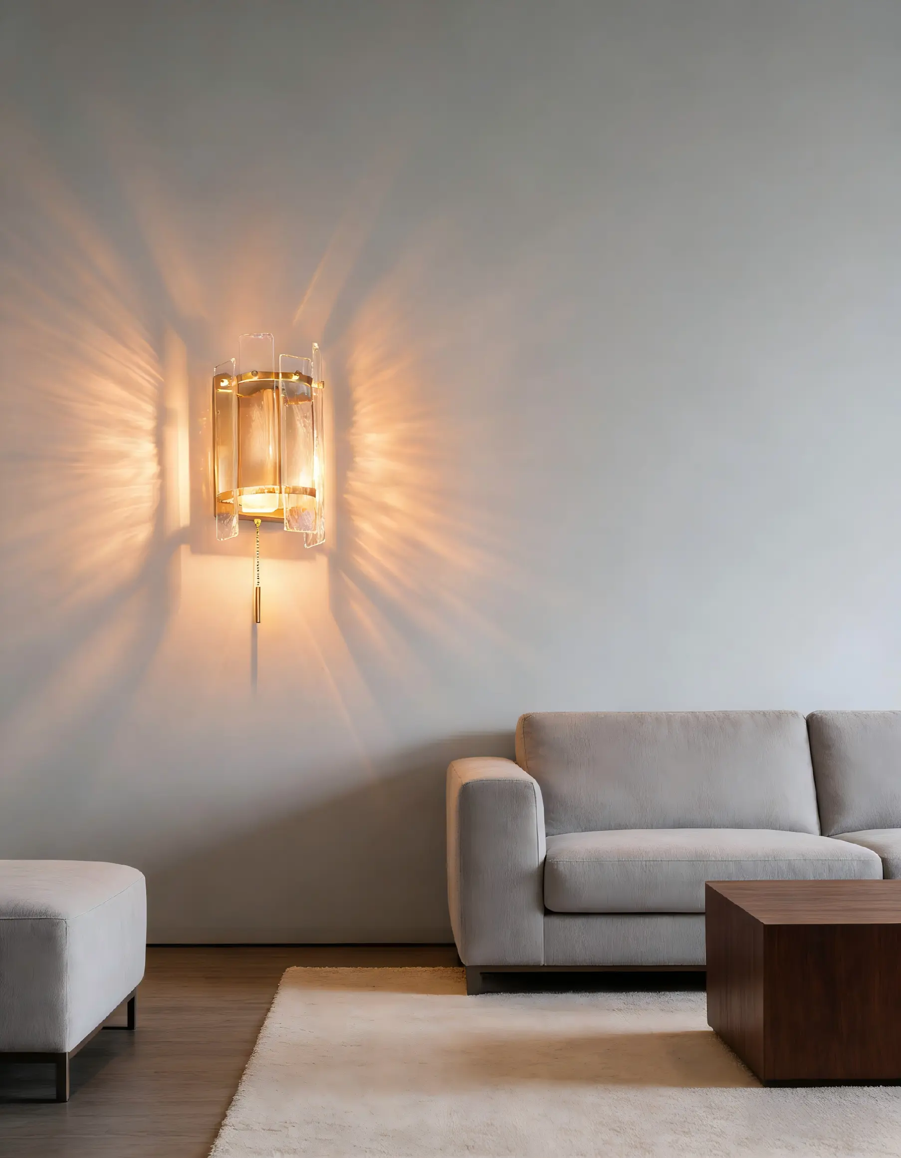 1 Light Modern Glass Wall Sconce With Pull Chain